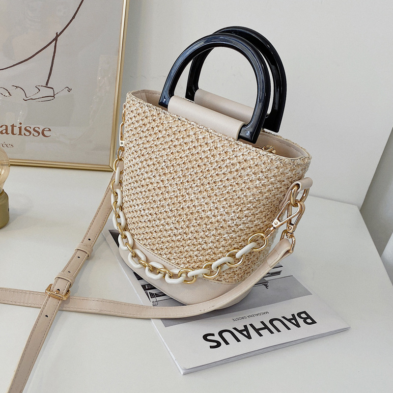 Summer Straw Bag Western Style Women's Bag 2020 Popular New Fashion Messenger Bag All-Matching Weaving Bucket Bag