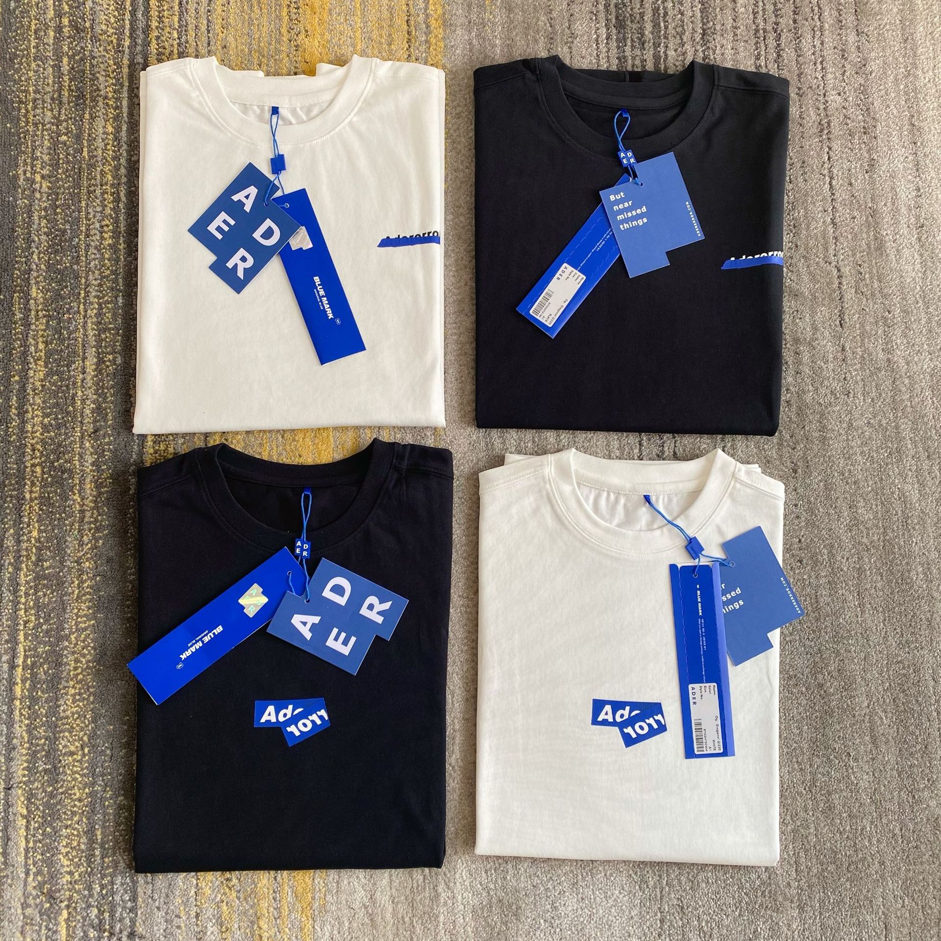 ader黑白限定款简约logo字母印花短袖2021adre男女周年纪念版t恤