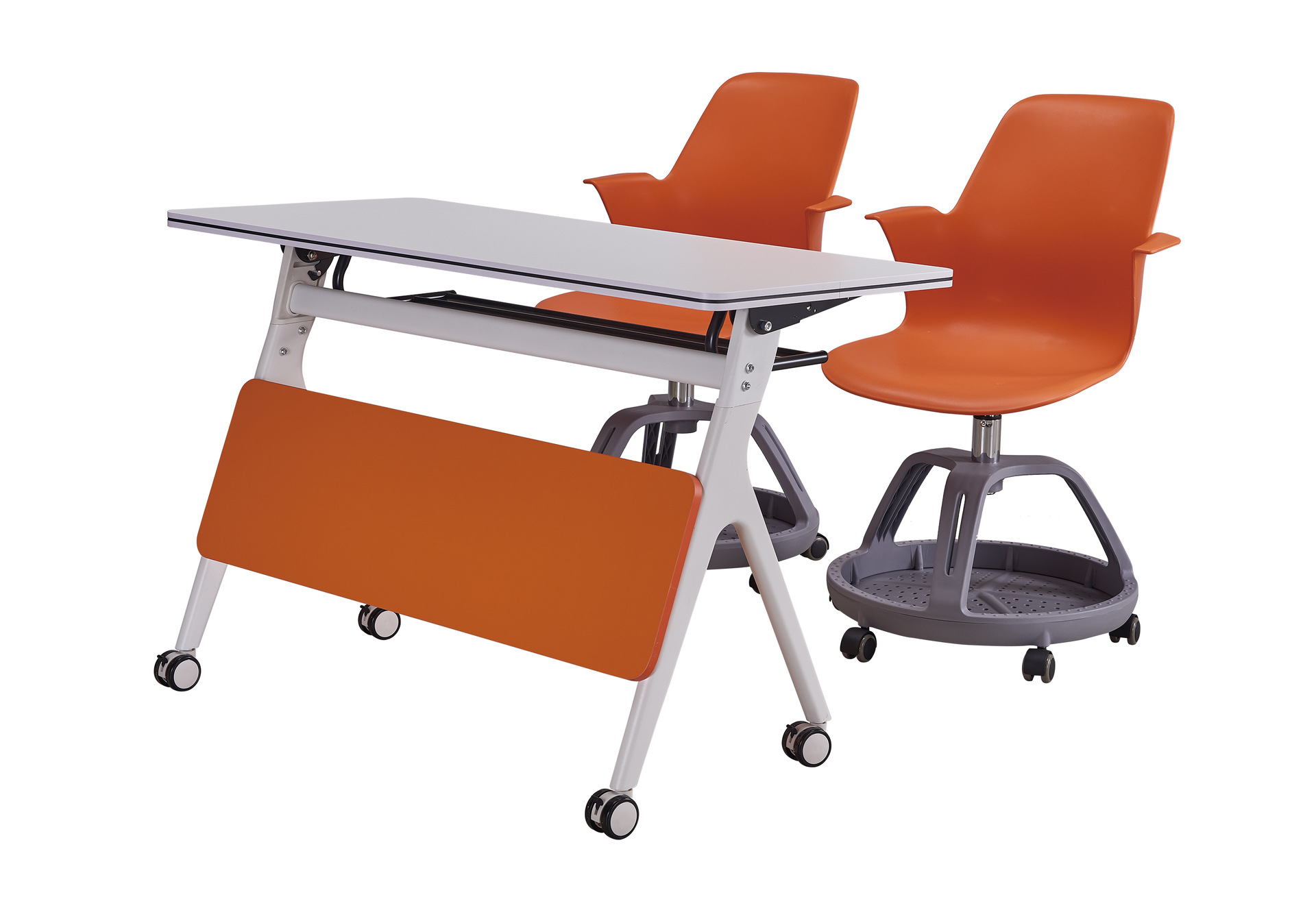 智慧教室plb教室学生课桌椅写字板移动塑料椅旋转学习椅培训会议