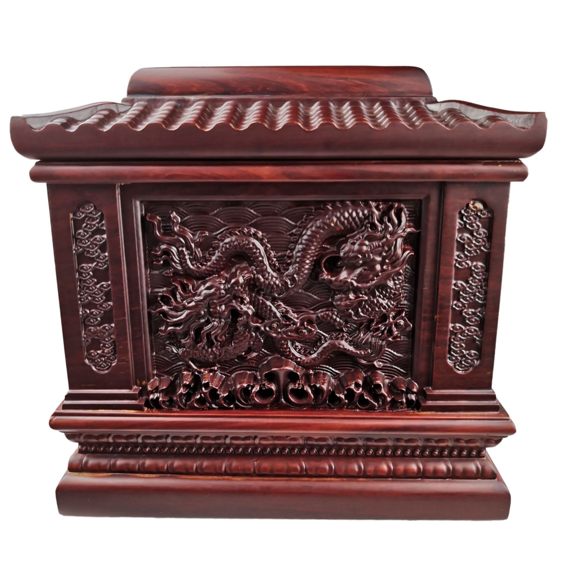 38cm龙腾盛世【30年专业老厂家低价直销】红木大号骨灰盒棺材包邮