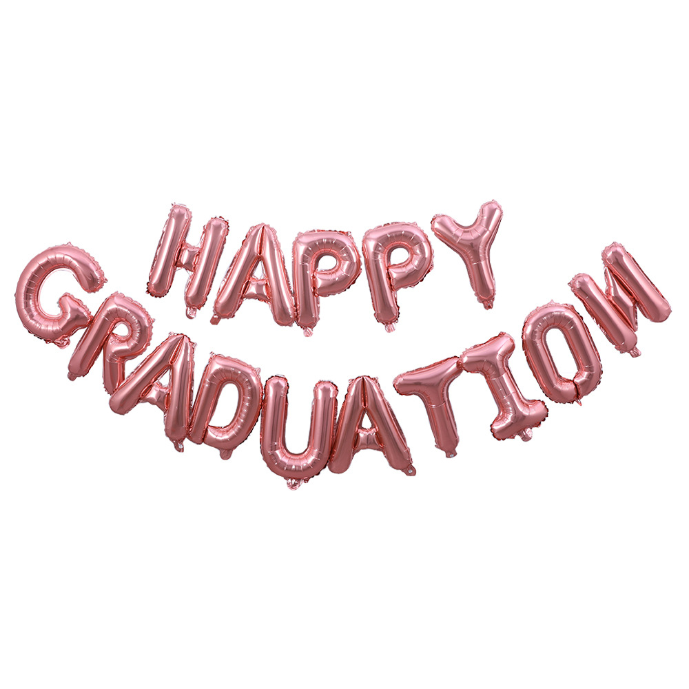 16寸毕业字母套餐气球英文happy graduation毕业快乐装饰铝膜气球