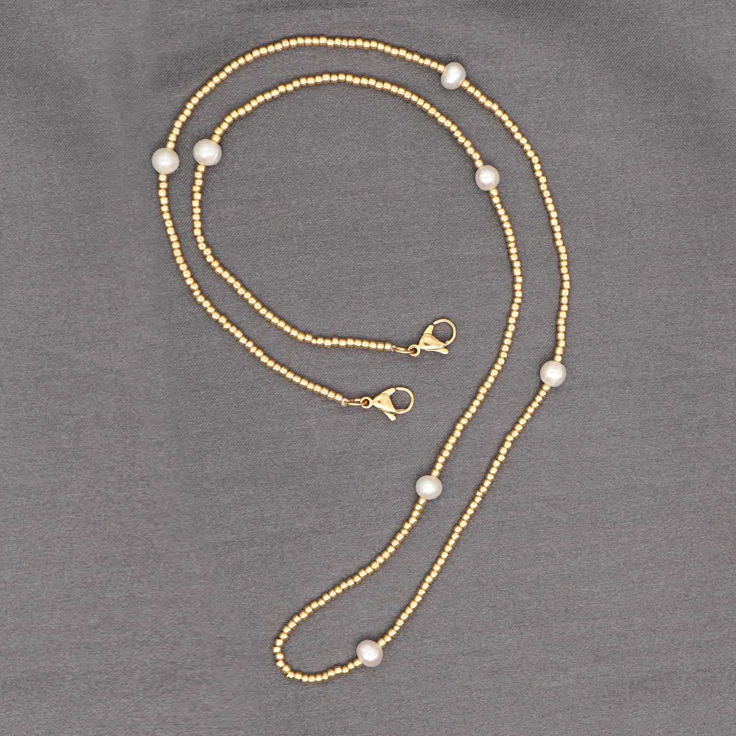 多功能防滑眼镜链口罩米珠链挂绳日本toho米珠金色手工串珠项链女