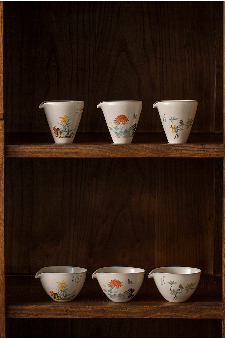 草木灰米白公道杯茶海分茶器茶漏杯功夫茶具大公杯匀杯可贴花logo