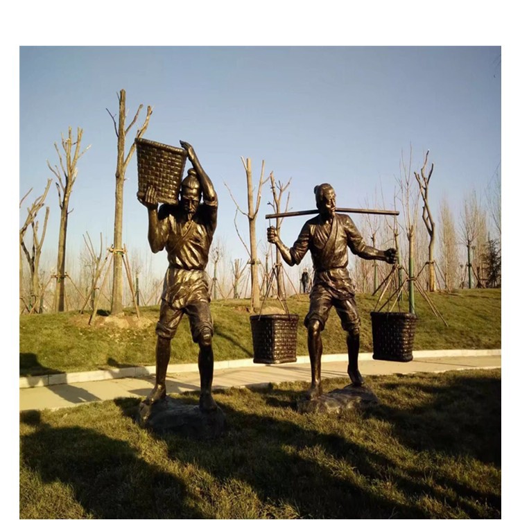 铸铜民俗人物雕塑 农耕园林广场古城商业街小品景观摆件