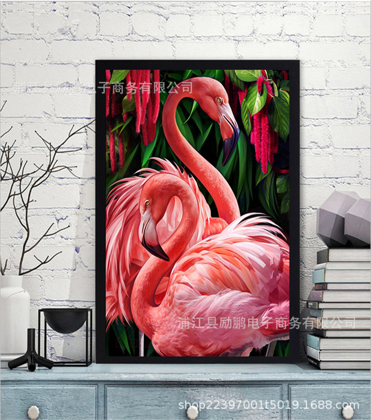 外贸爆款5d钻石画客厅满钻火烈鸟点钻石十字绣圆钻钻石绣厂家直销