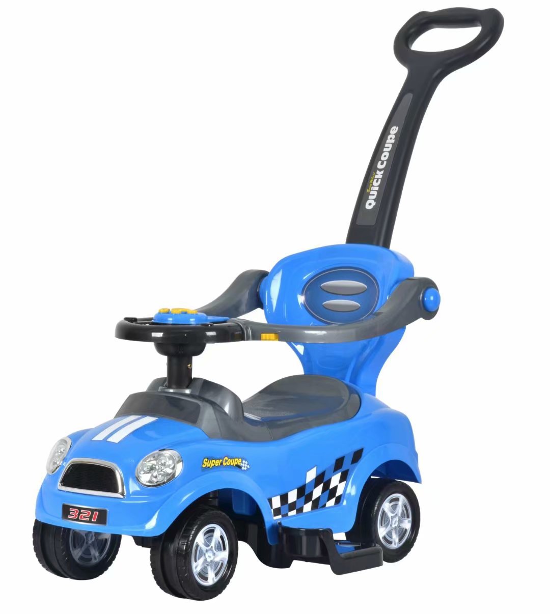 智乐堡321儿童滑行车溜溜车带推带音乐扭扭车童车四轮车猪仔车