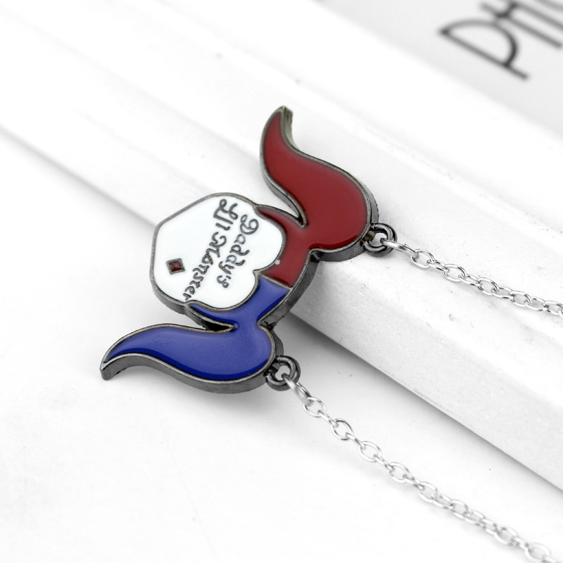 跨境货源影视周边自杀小队小丑女标志头像造型项链个性颈链毛衣链