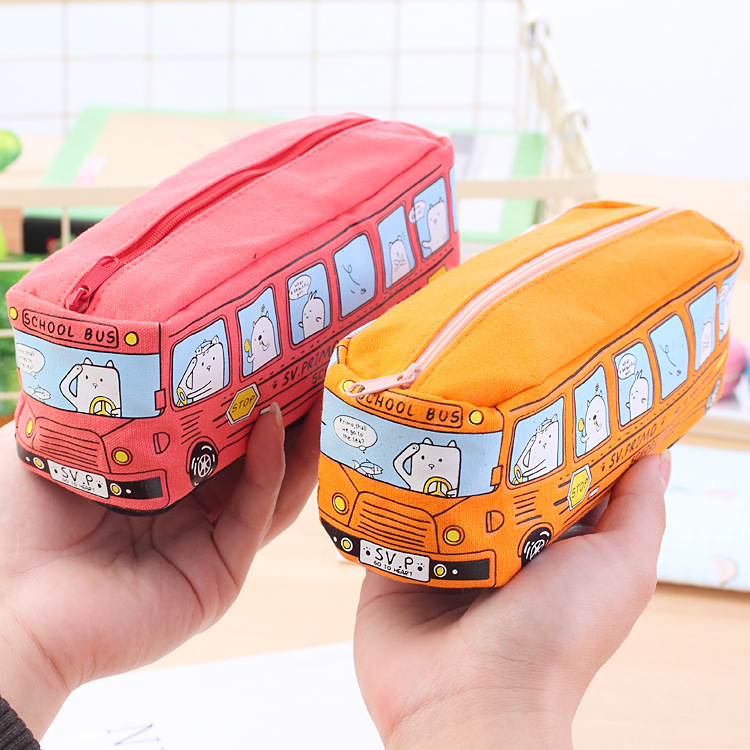 Creative Cartoon Large Capacity Bus Pencil Case Pencil Box Car Pencil Case Student Bus Pencil Case Cute Korean Style Pencil Case Pencil Case