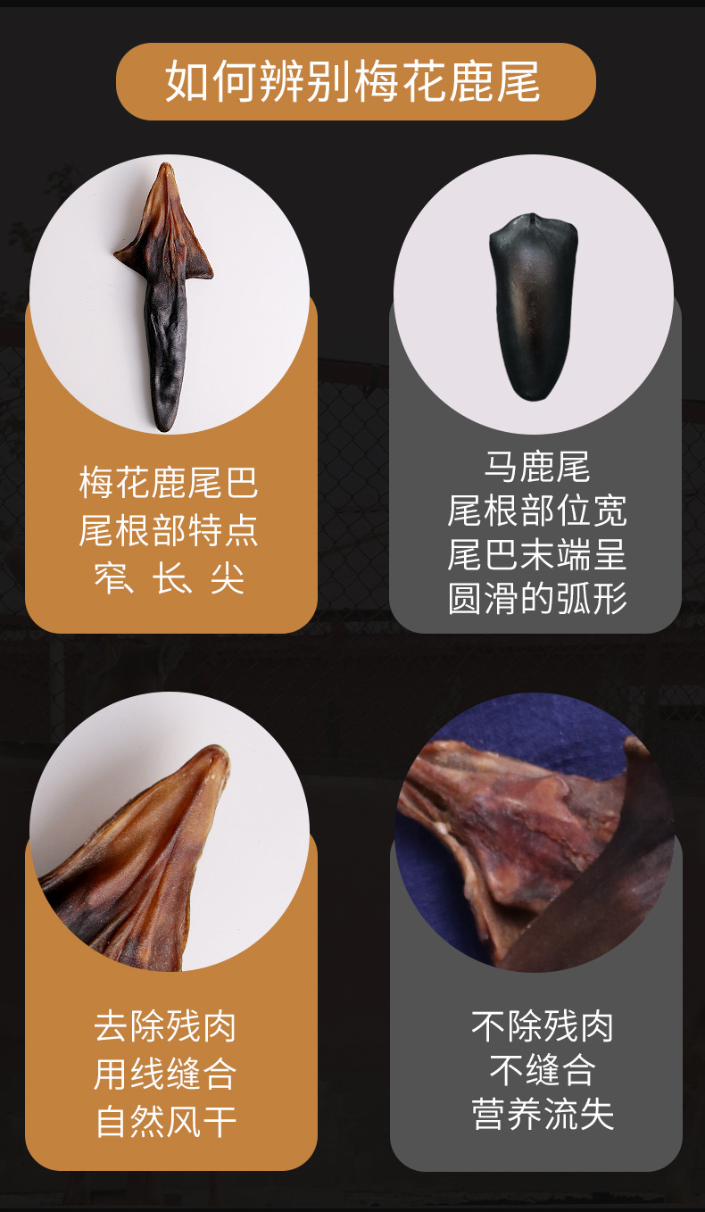 鹿尾巴正品男性鹿尾干精吉林骨切片炖汤鹿鞭泡酒吉林梅花鹿尾新鲜