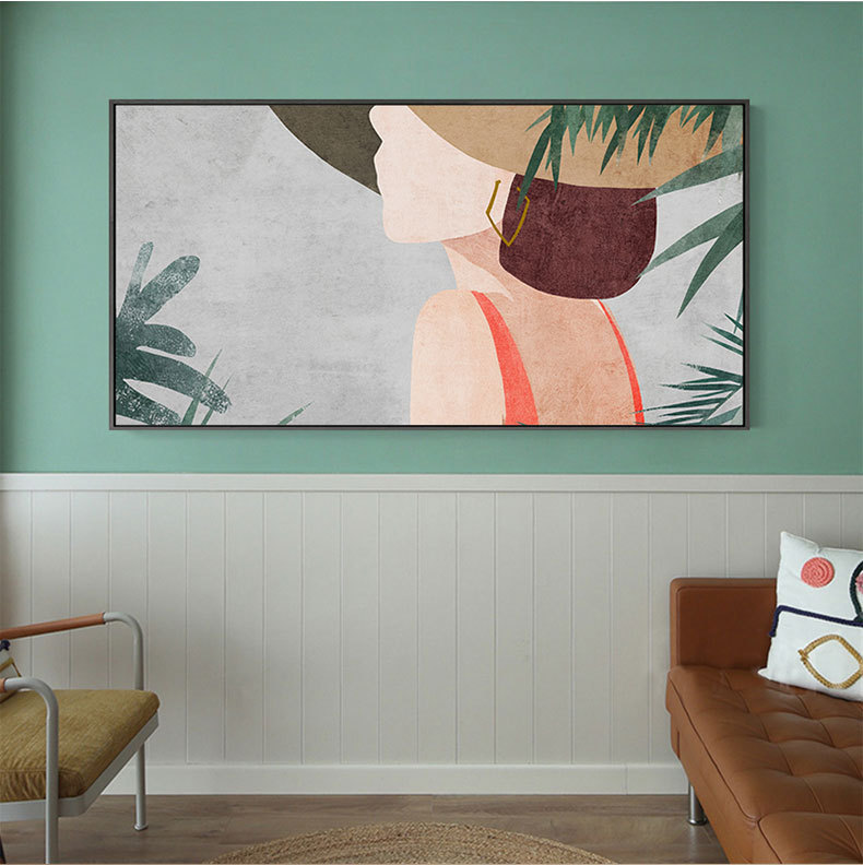 女孩卧室装饰画床头北欧房间温馨客厅简约女艺术壁画摩登人物挂画