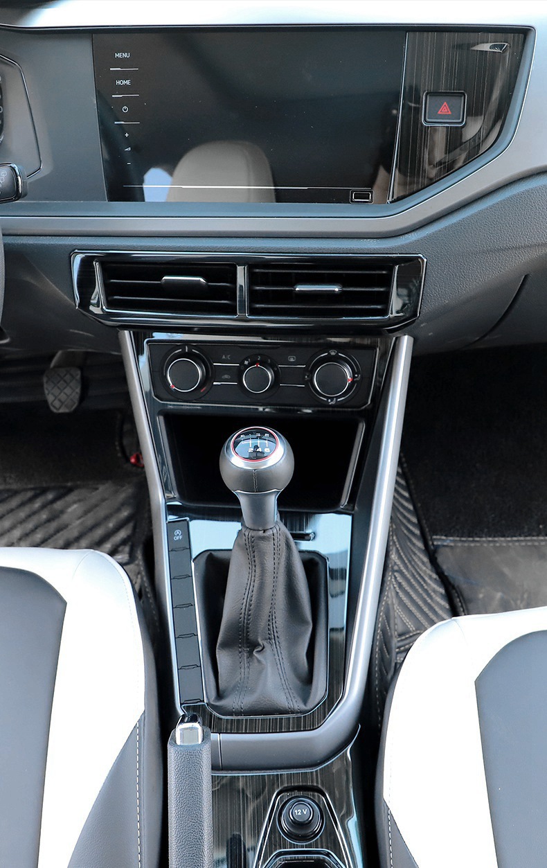 新poloplus黑拉丝碳纤纹纹路不锈钢内饰贴片中控排档改装亮条装饰