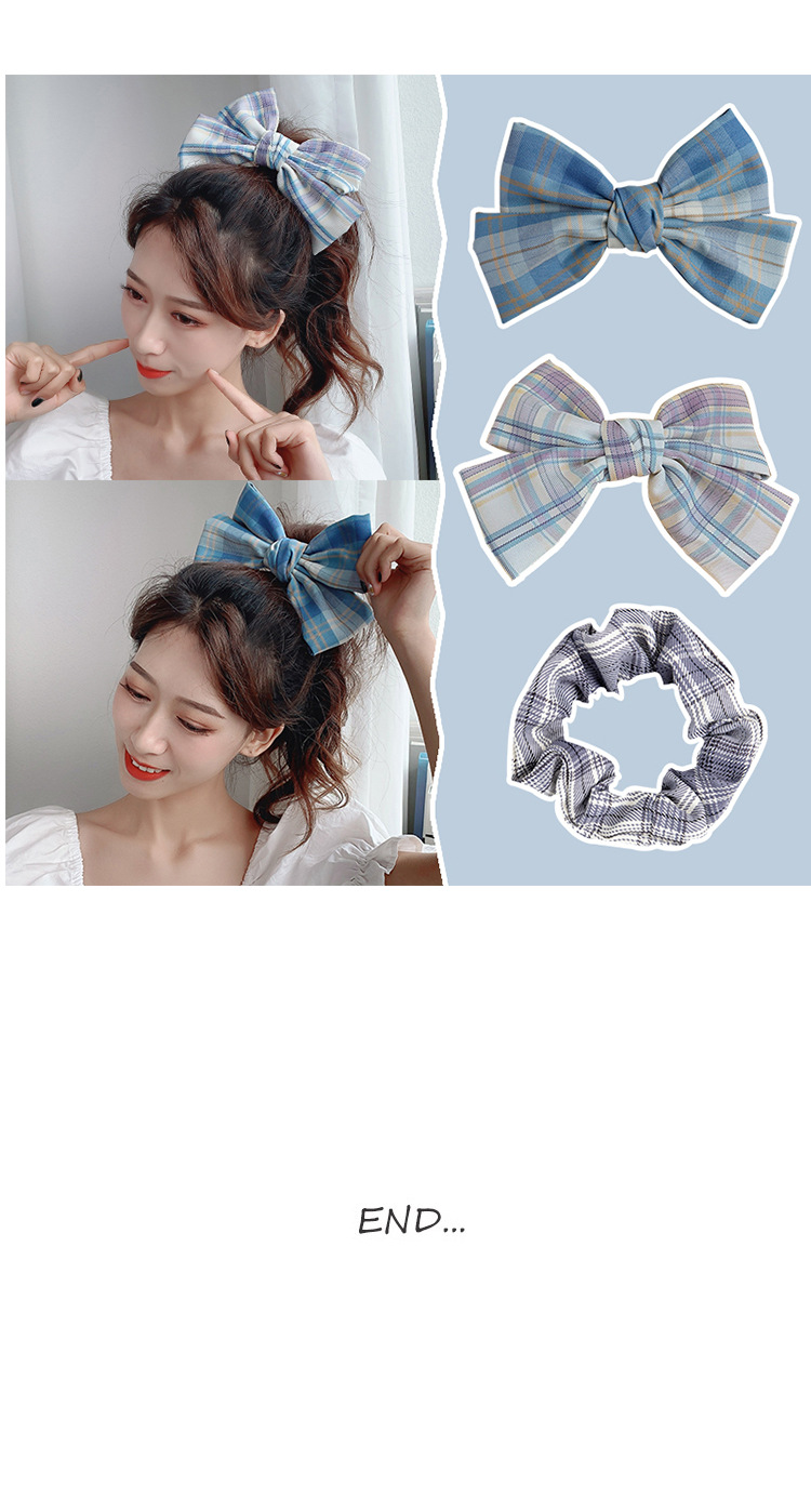 jk制服同款发饰4件套ins网红少女格子发夹超仙百搭蝴蝶结发卡头饰