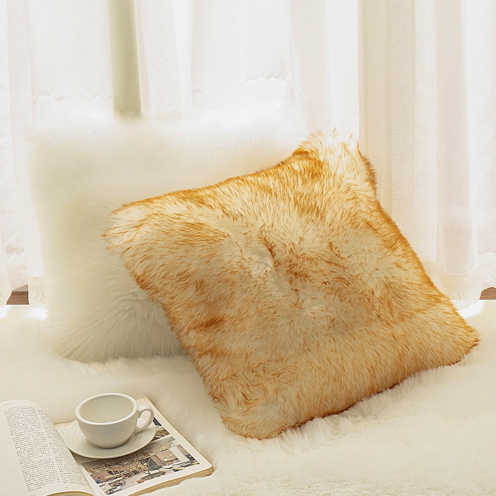 Cross-Border Household Minimalist Plush Pillow Cover Nordic Wool-like Cushion Plush Sofa Bed Headrest One Piece Dropshipping