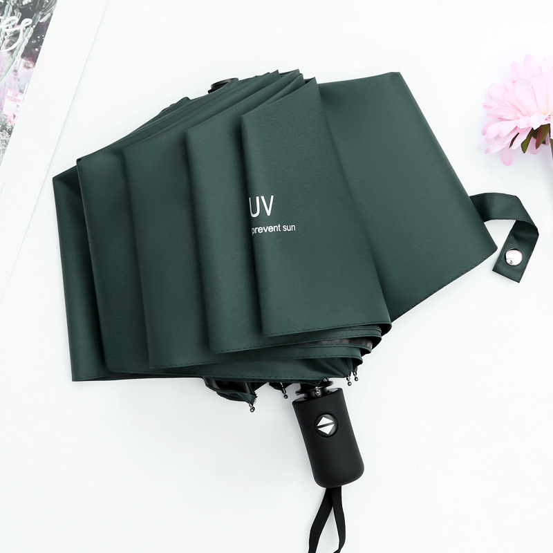 Automatic Umbrella Men's and Women's Vinyl Simple Three-Fold Rain and Rain Dual-Use Sun Umbrella Women's UV Sun Umbrella