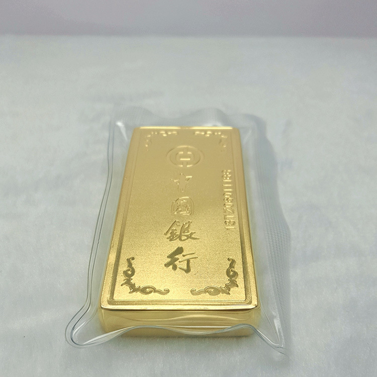 中国银行仿真样板金条定制批发 500克铜镀金综艺影视道具展示