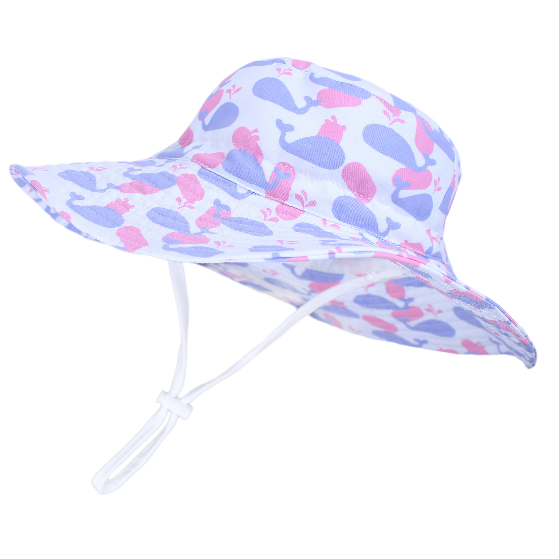 2020新款春夏儿童太阳帽 女宝宝大檐防晒遮阳帽卡通鲸鱼印花帽子