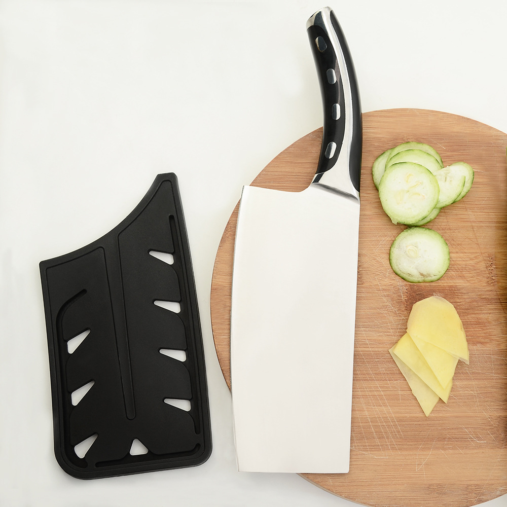 7寸不锈钢切片刀家用锋利肉片刀 黑色弯柄厨房菜刀切菜刀阳江刀具