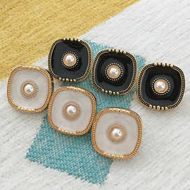 方形金属纽扣百搭西装黑色高档正方形外套女上衣扣子风衣大衣配件