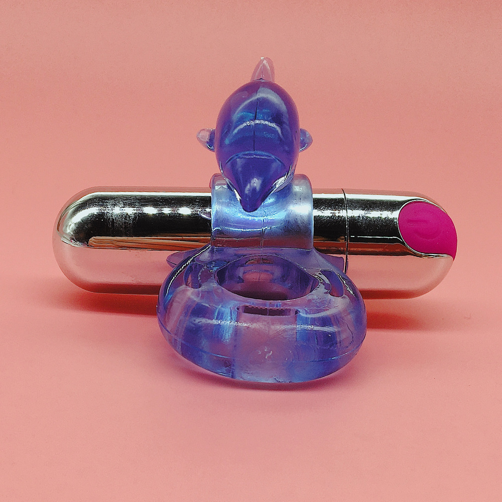 10频充电 成人性用品女用海豚兔子震动锁精环男用器具 海豚震动环