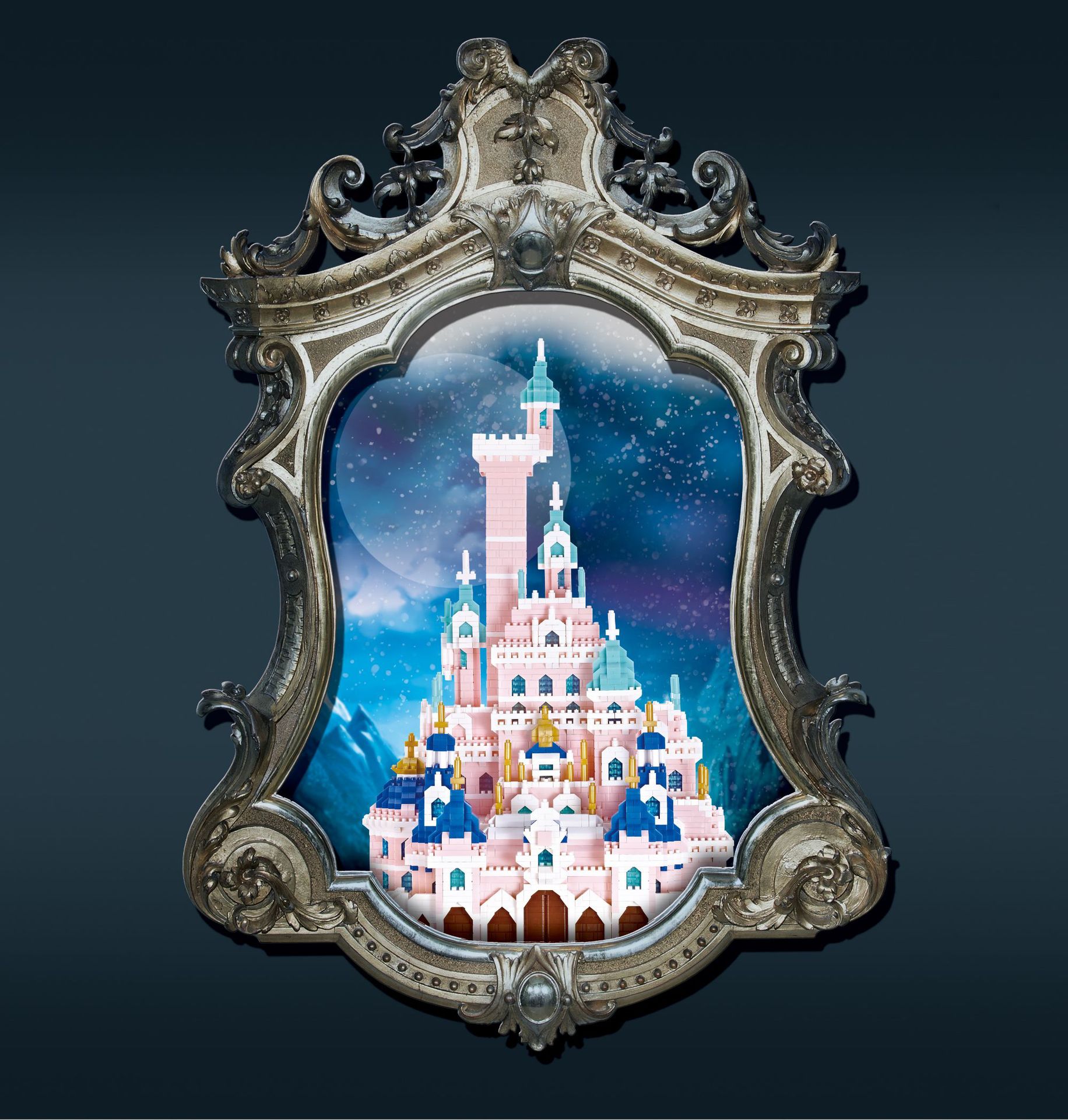 跨境yz-079粉色城堡建筑模型微钻颗粒积木高难度拼装成人玩具包邮