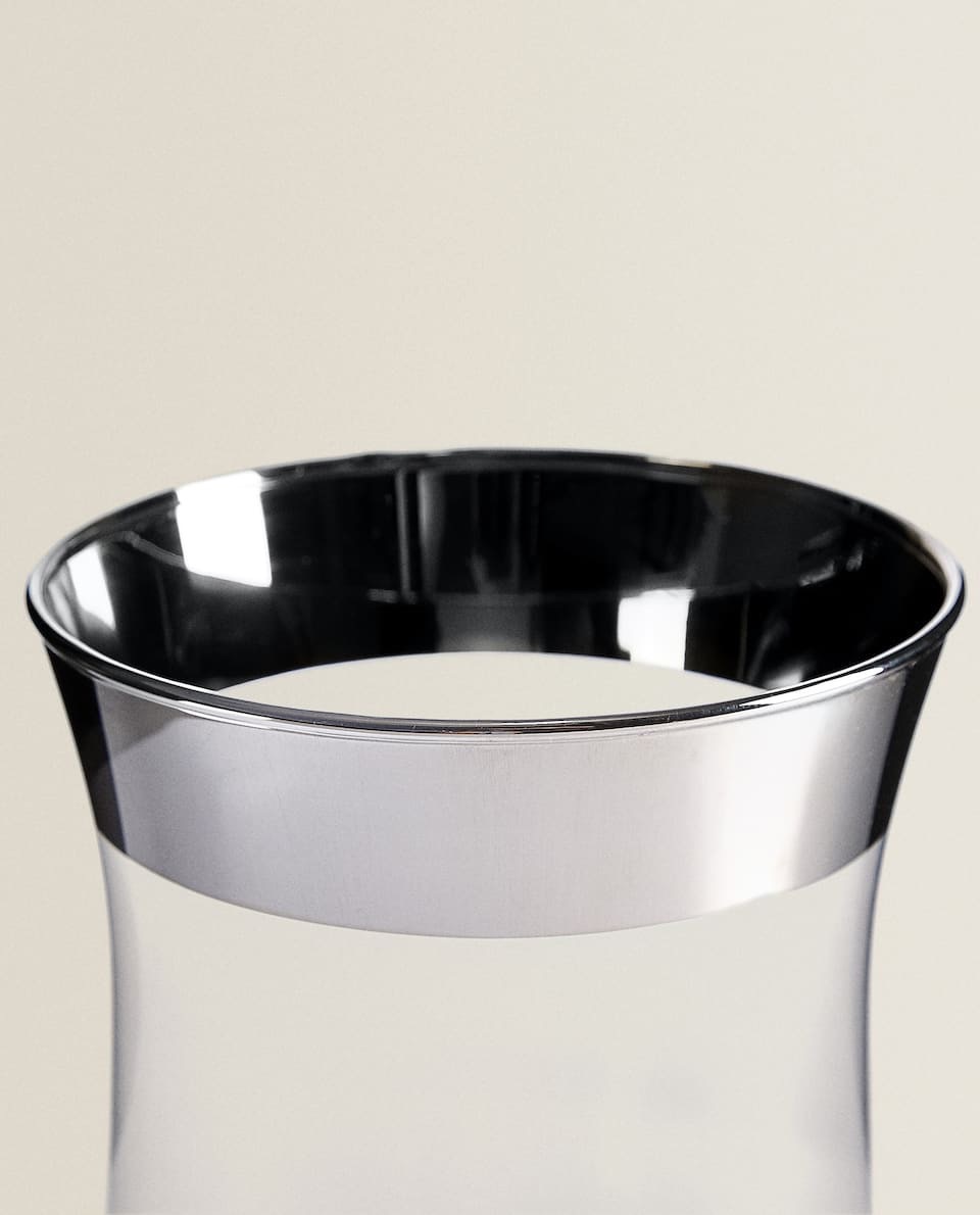 西班牙定制镀银边敞口透明玻璃花瓶欧式样板间轻奢装饰摆件