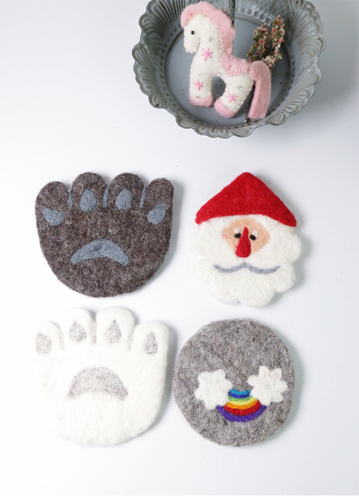 新品可爱小动物羊毛毡杯垫创意桌面茶垫卡通餐垫隔热垫个性礼物