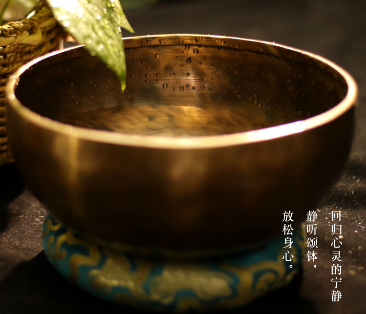 尼泊尔手工颂钵瑜伽冥想佛音碗西藏颂钵纯铜音疗愈钵铜磬摆件