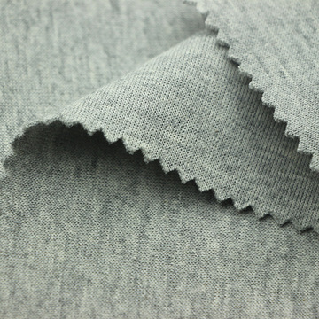 女装短裙服装面料针织纬编麻灰色织cvc双面布健康布夹丝空气层布