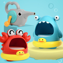 宝宝吹泡泡鲨鱼浴室洗澡玩具儿童户外戏水螃蟹吹泡沫制造机