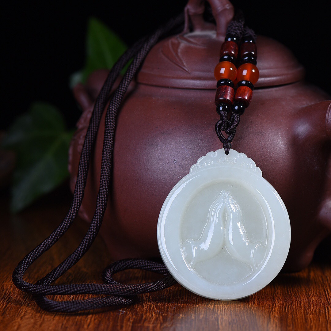 支持鉴定/一件代发保真和田玉坠佛手挂件悟道玉石吊坠纳福玉佩