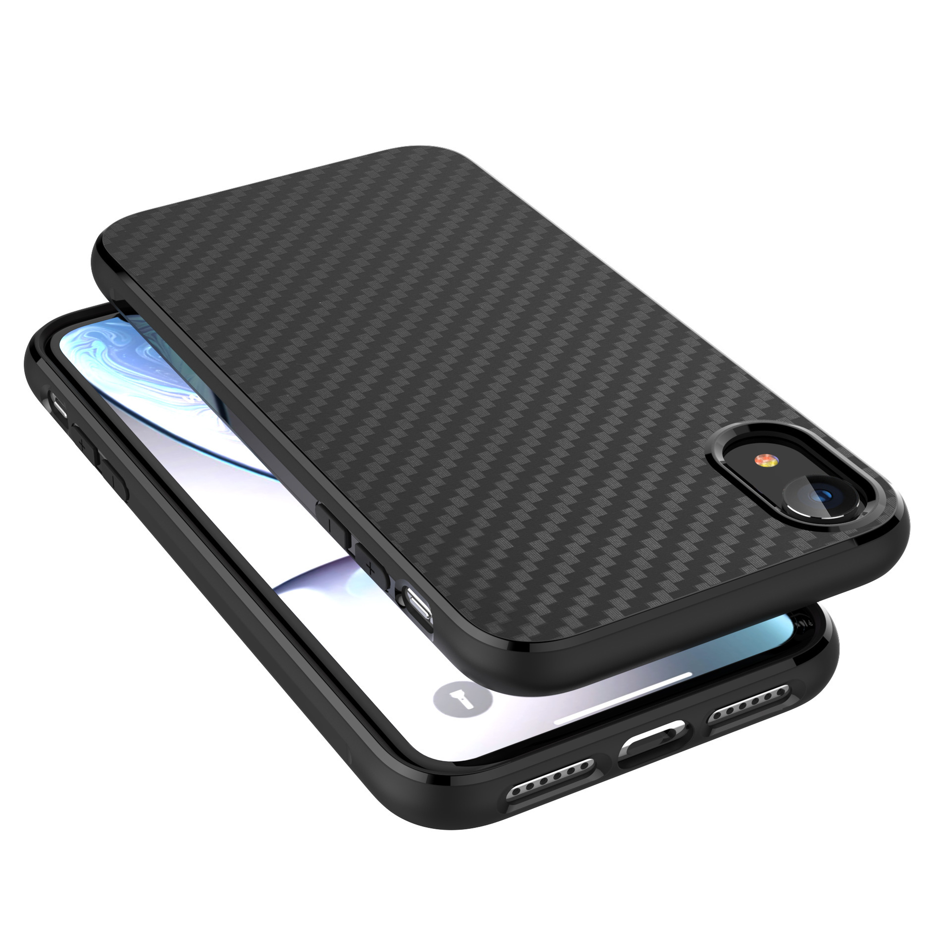 适用于苹果手机壳tpu黑色软壳碳纤维iphone11防摔手机7p保护套xs