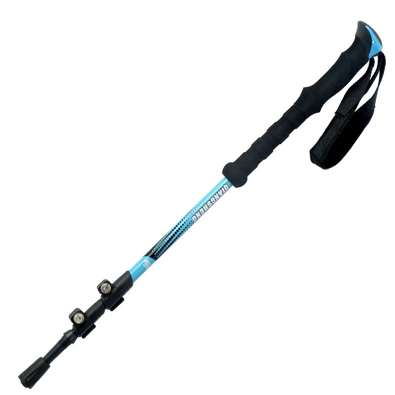 Alpenstock Double Color Head 19cm Outer Lock 7075 Retractable Outdoor Camping Alpenstock Walking Stick 4 Colors Optional