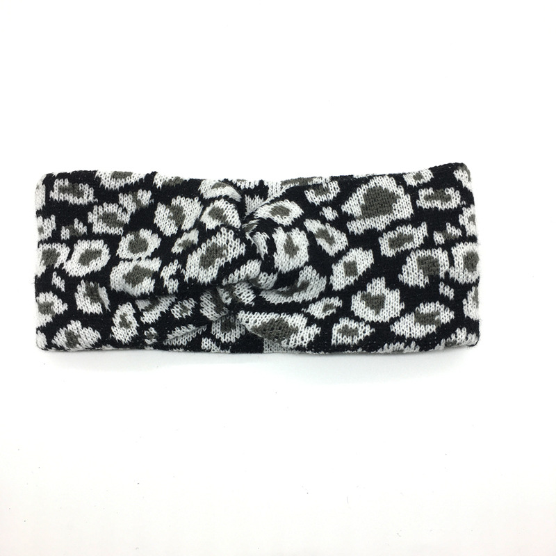 Leopard Print Hair Band Female Hair Tie Knitted Face Wash Headband Girl Headband Internet Celebrity Simple Headwear for Going out Factory Wholesale