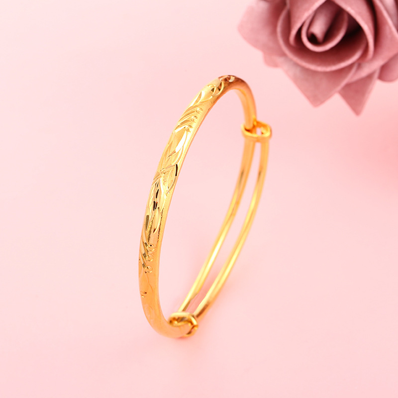 新品雕花古法手镯时尚凤凰手镯铜镀金镯子手饰品节日礼品厂家批发
