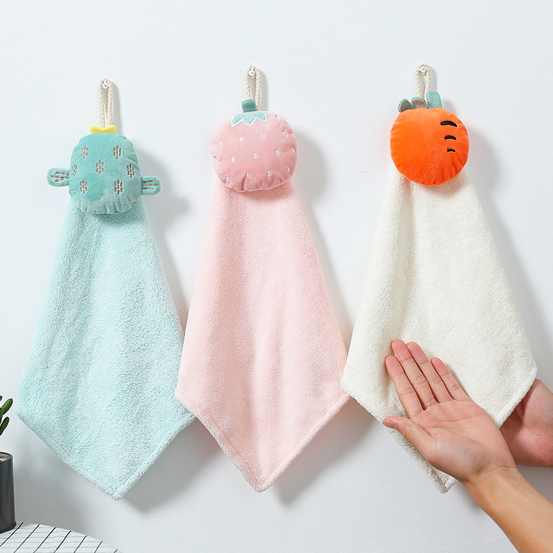 Coral Fleece Fruit Hanging Hand Towel Bathroom Kitchen Hand Towel Water-Absorbing Quick-Drying Children Can Hang Hand Towel