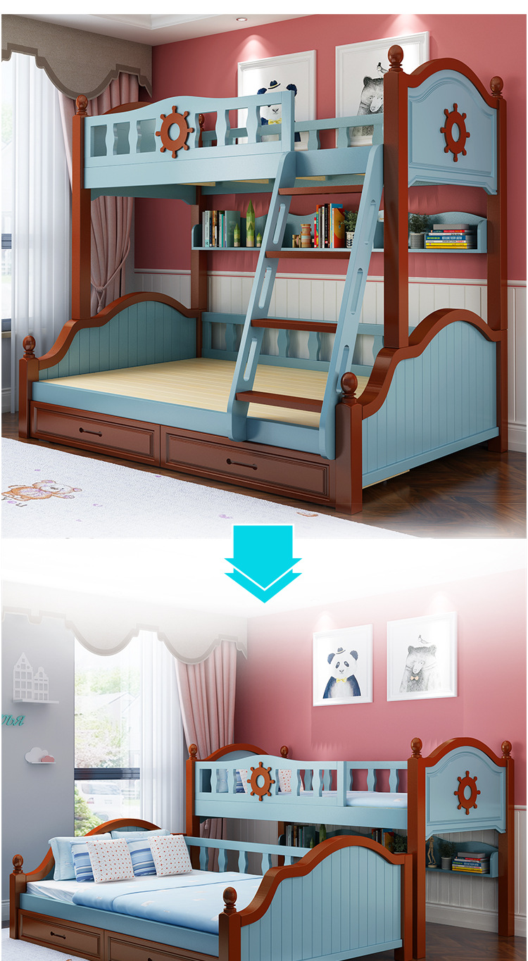 全实木子母床上下床高低床儿童床双人成年大人母子上下铺木床双层