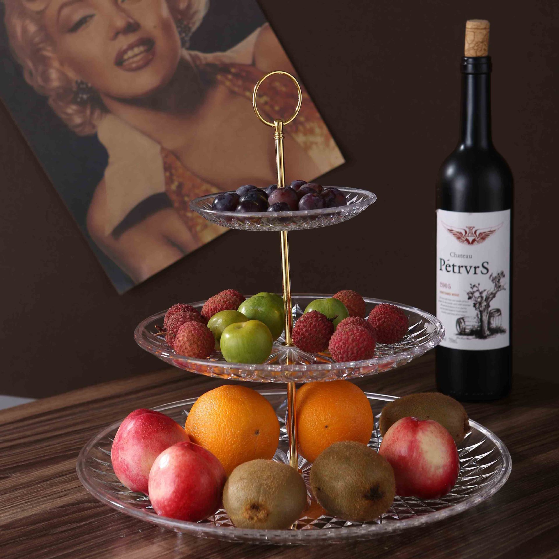 创意亚克力多层果盘婚礼酒店用品欧式果盘塑料多层双层干果糖果盘