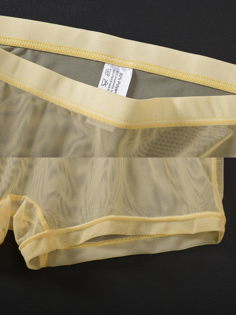 君也男士网纱薄款透明内裤低腰裸感平角裤性感透气无囊袋青年四角