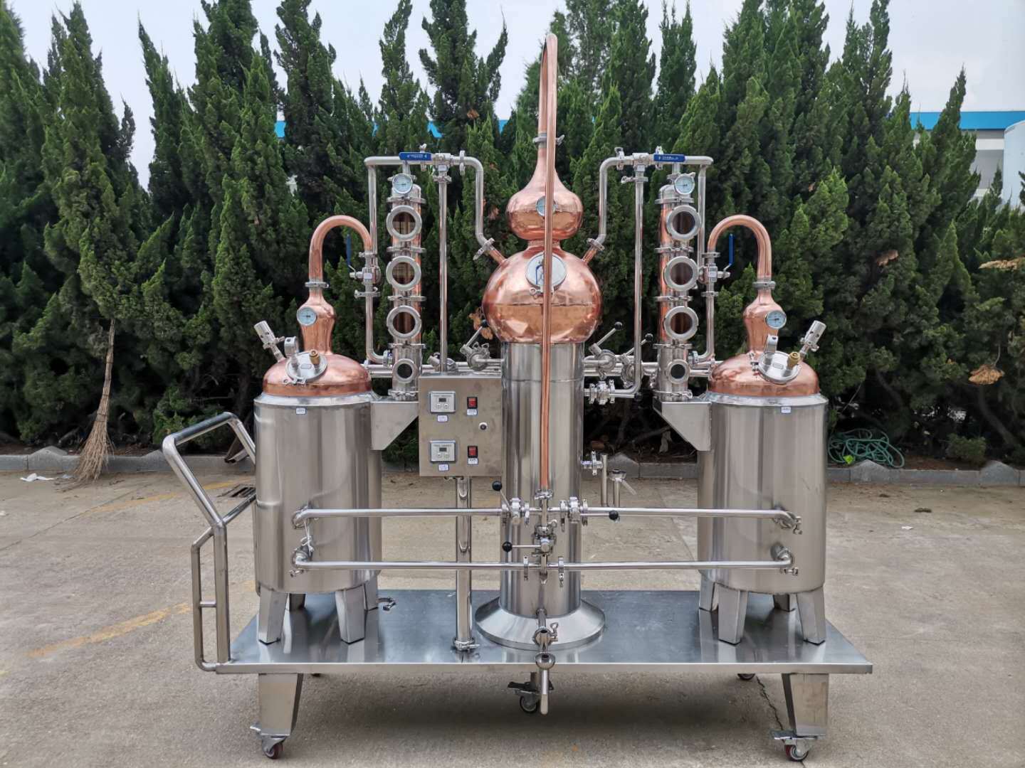 50l2紫铜蒸馏设备壶式塔式结合款去甲醇手动自动款白兰地蒸馏