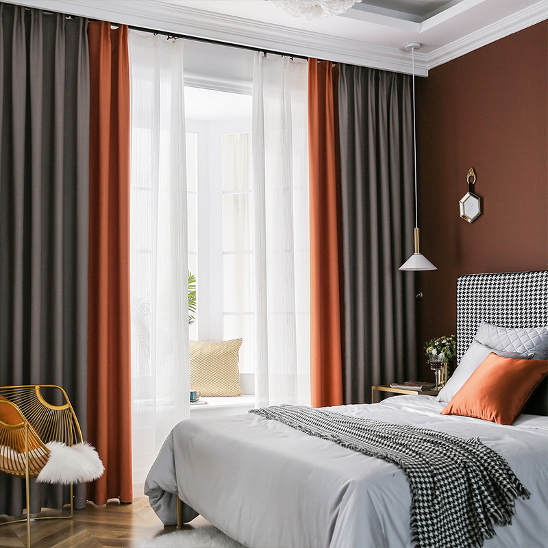 北欧风迪拜棉纹理遮光窗帘布料客厅卧室高精密提花成品窗帘布面料