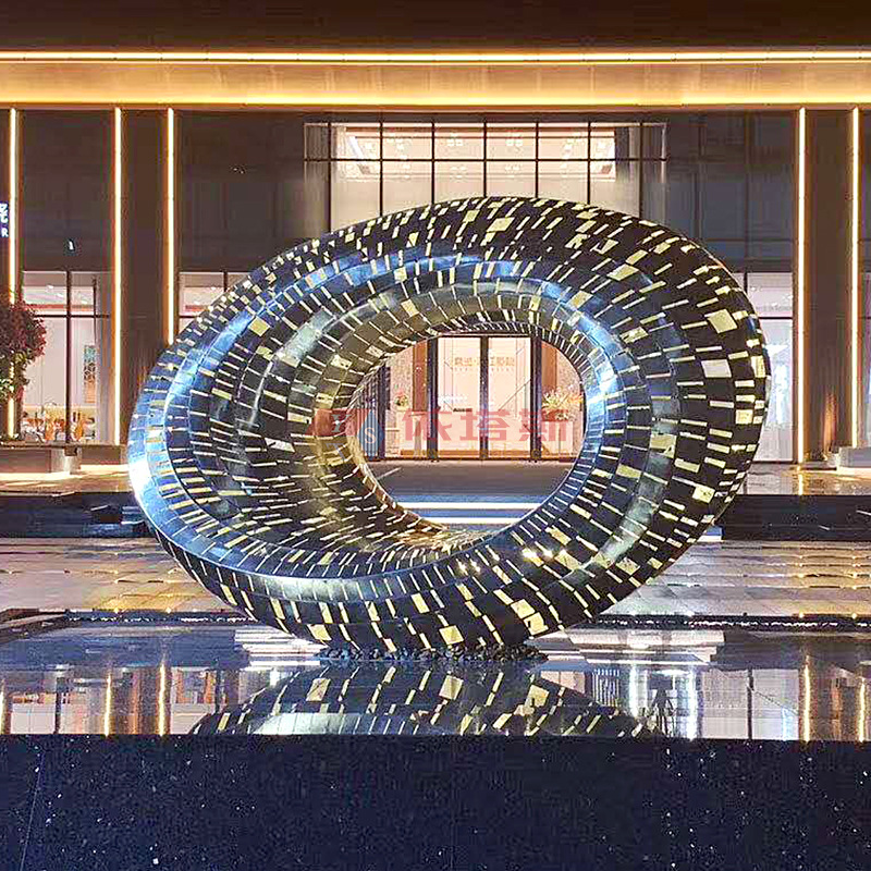 依塔斯不锈钢发光抽象电镀雕塑酒店水池城市地标广场中心摆件创意