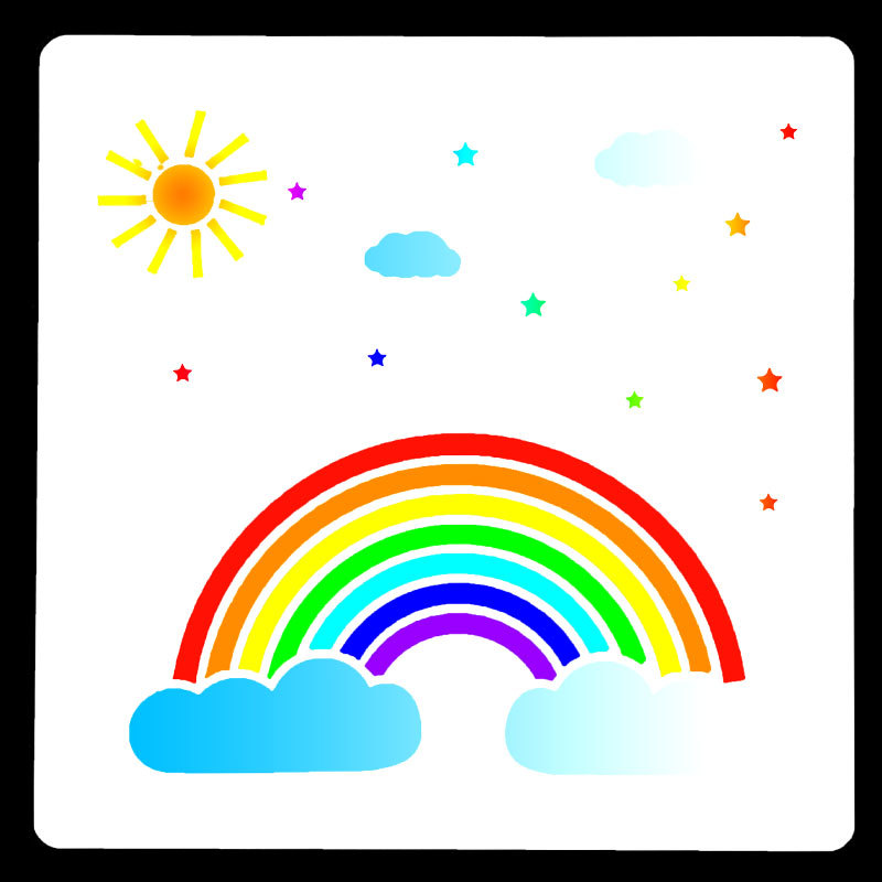 13*13cm儿童创意绘画模板diy手账彩虹龟背叶椰树花边尺儿童绘画模