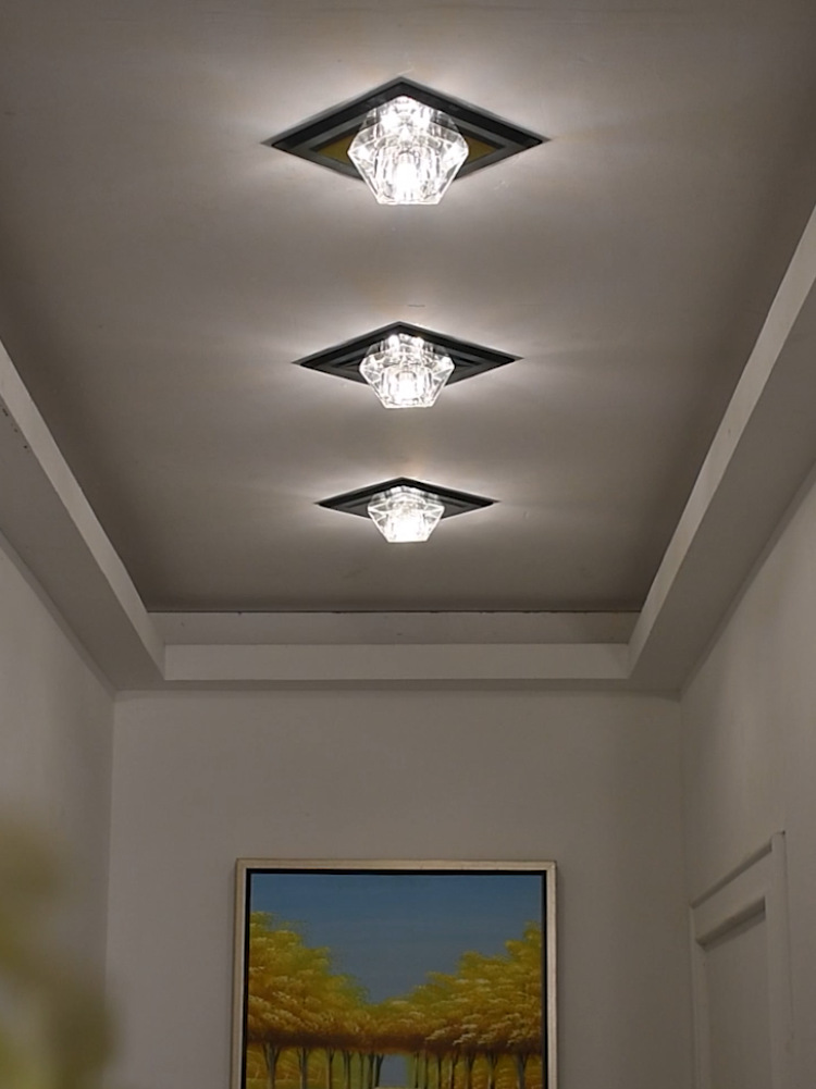 led菱形水晶过道灯走廊灯玄关灯嵌入式现代简约创意入户筒灯射灯