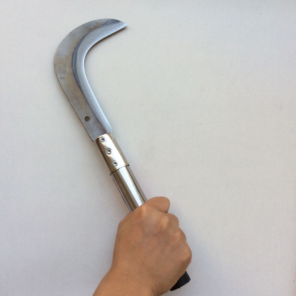 不锈钢柄镰刀农用镰刀户外砍柴刀割草刀头草镰园林镰刀铁柄刮草刀