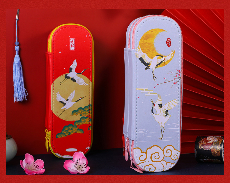 中国风创意多功能双层笔袋女简约大容量文具袋ins个性搞怪文具盒