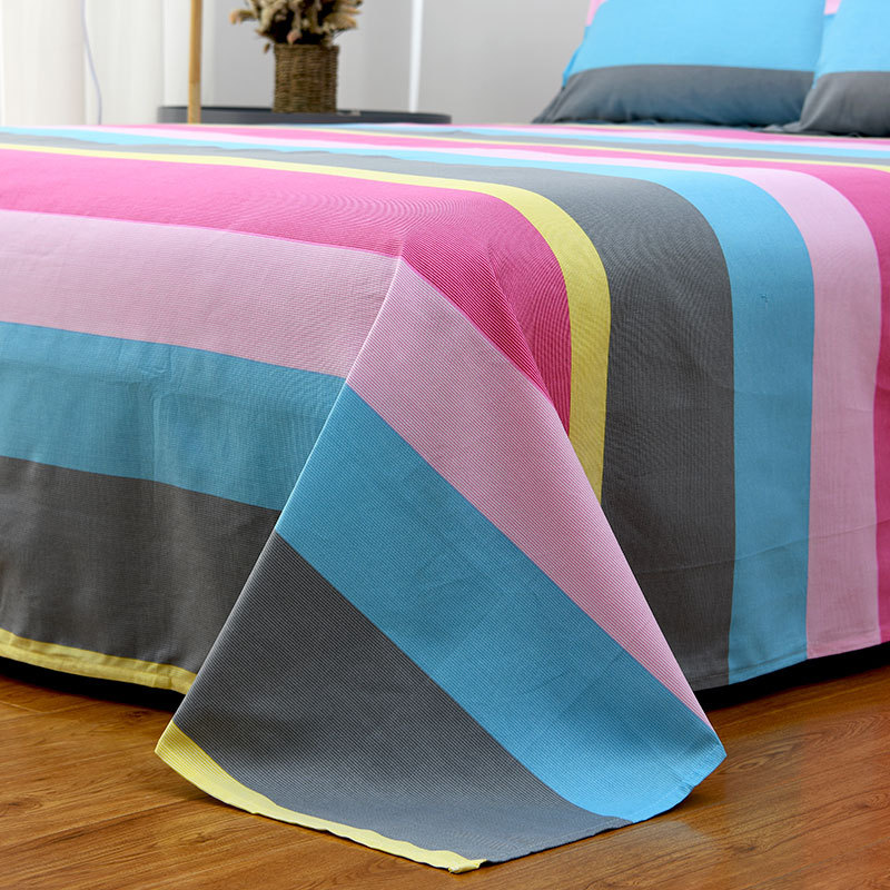 纯棉加厚老粗布床单单件不起球双人1.8m米冬季格子全棉炕单三件套