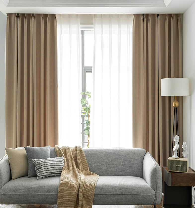 雅芙妮条纹窗帘纹理布高精密遮光窗帘工程学校窗帘纯色窗帘定制