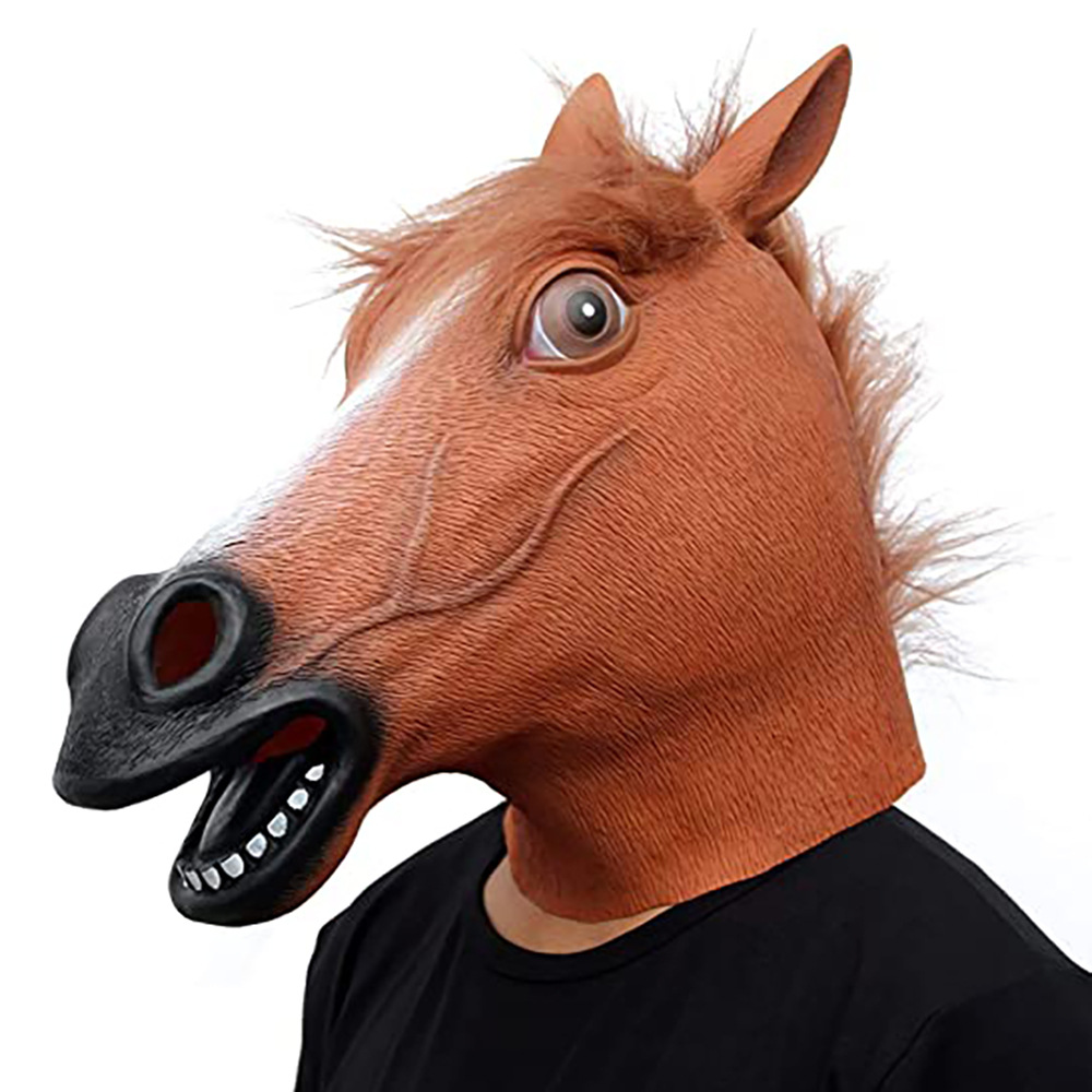 马头套 乳胶动物装扮面具 抖音拍摄直播道具 万圣节派对面具
