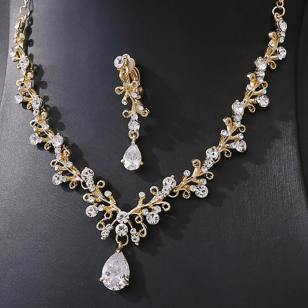 新娘金色锆石项链