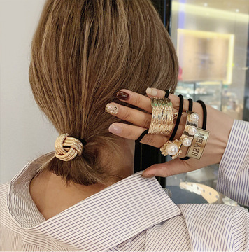 欧美ins可爱甜美小皮筋扎头发圈森系简约合金头绳珍珠网红头饰女